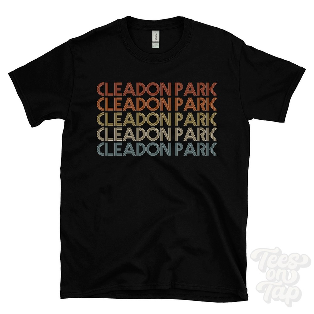CLEADON PARK REPEATED RETRO STYLE T-SHIRT mens & womens uk place name gift