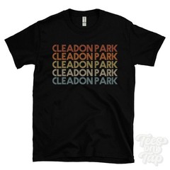 CLEADON PARK REPEATED RETRO STYLE T-SHIRT mens & womens uk place name gift