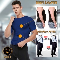 Men Compression Slimming Body Shaper Gynecomastia T-shirt Posture Corrector Vest
