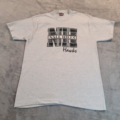 Vintage Nall Hills Hawks School T-Shirt Adult L Sports Plaid Logo Single Stitch