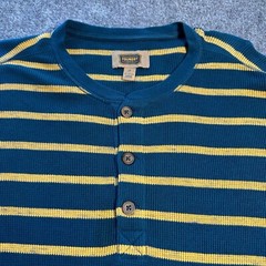 Foundry Shirt Mens Large Tall Blue Waffle Weave Long Sleeve Button Rib Cuff