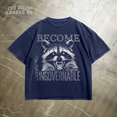 Vintage Angry Raccoon, Become Ungovernable Grunge Graphic T-Shirt for Men