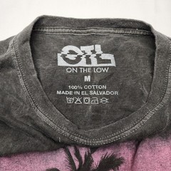 On The Low Cali Vibes T-Shirt Mens Medium Gray Acid Wash Santa Monica Graphic