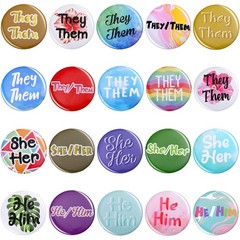 Pronoun Badges Pins Gender Identity Pins They/them,she/her, He/him Pronoun Pi…