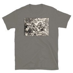 Temptation of Christ T Shirt Vintage Biblical Engraving Religious Art Tee