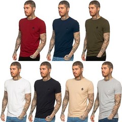 Mens Muscle Slim Fit Stretch T Shirt Gym Short Sleeve Top Crew Neck Tee S – XL