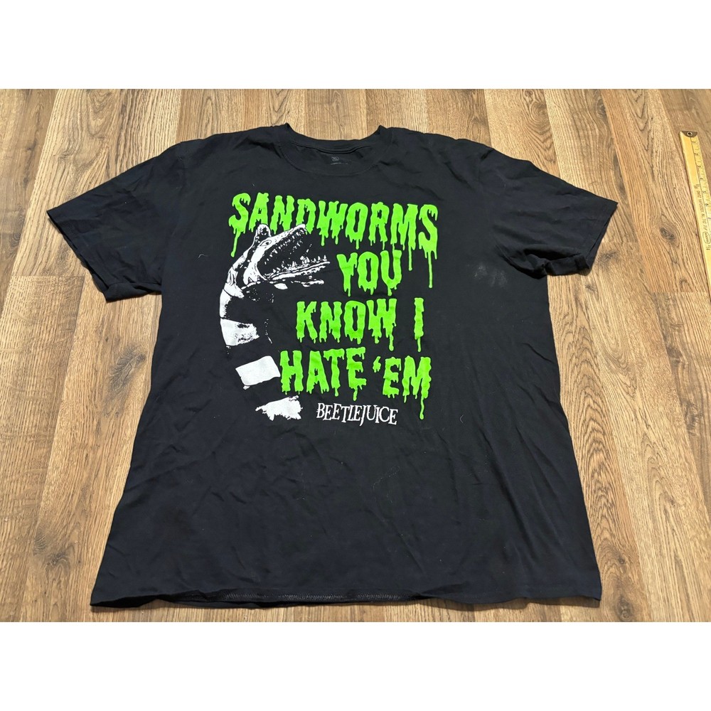 Ripple Junction Beetlejuice T-Shirt Mens XL Black Unisex Sandworms Quote Good