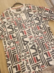 FILA Men’s 4XL Big & Tall White/Black/Red Graphic Logo Crewneck Tee
