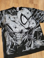 SPIDERMAN ALL OVER PRINT ON A SHAKA HEAVYWEIGHT GARMET DYED T SHIRT “MODERN”