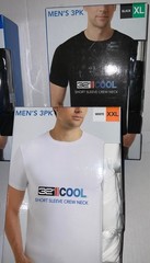 3 pk 32* COOL CREW NECK Short sleeve Black / White under shirt Q-Dry Anti Odor +