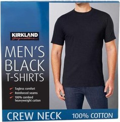 6-Pack Kirkland Signature Men’s Crew Neck Tee, Black Color Size FAST NEW