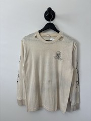 Vintage Panama Jack Shirt Mens Medium Tan 80s Thin Distressed Surf Long Sleeve