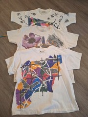 Vintage 90s Jacques Moret Abstract Art T-Shirt AOP Large Graphic Tee