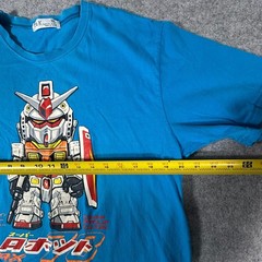 T&K Special Brand Gundam Robot Shirt XL Blue Mens Graphic Tee Anime Cartoon