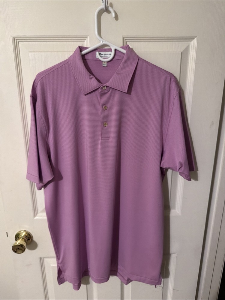 Peter Millar Men’s Summer Comfort Polo Pink Large Short Sleeve Striped