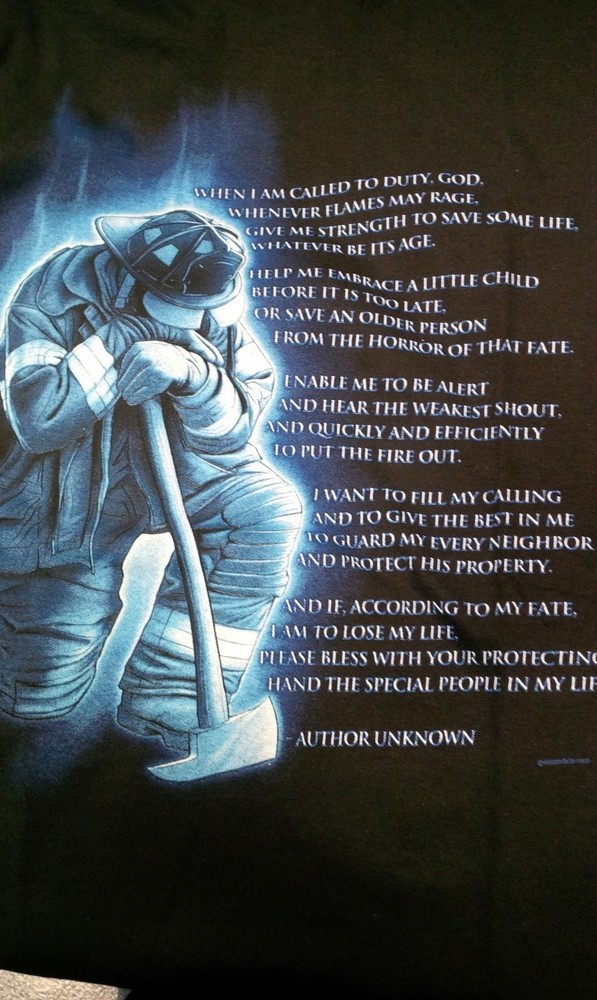 Fireman’s PRAYER T Shirt Firefighter shirt–awesome screenprinting
