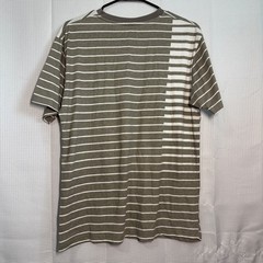 Ring of Fire V-Neck T-Shirt Medium Olive Green Asymmetrical Stripe Basic