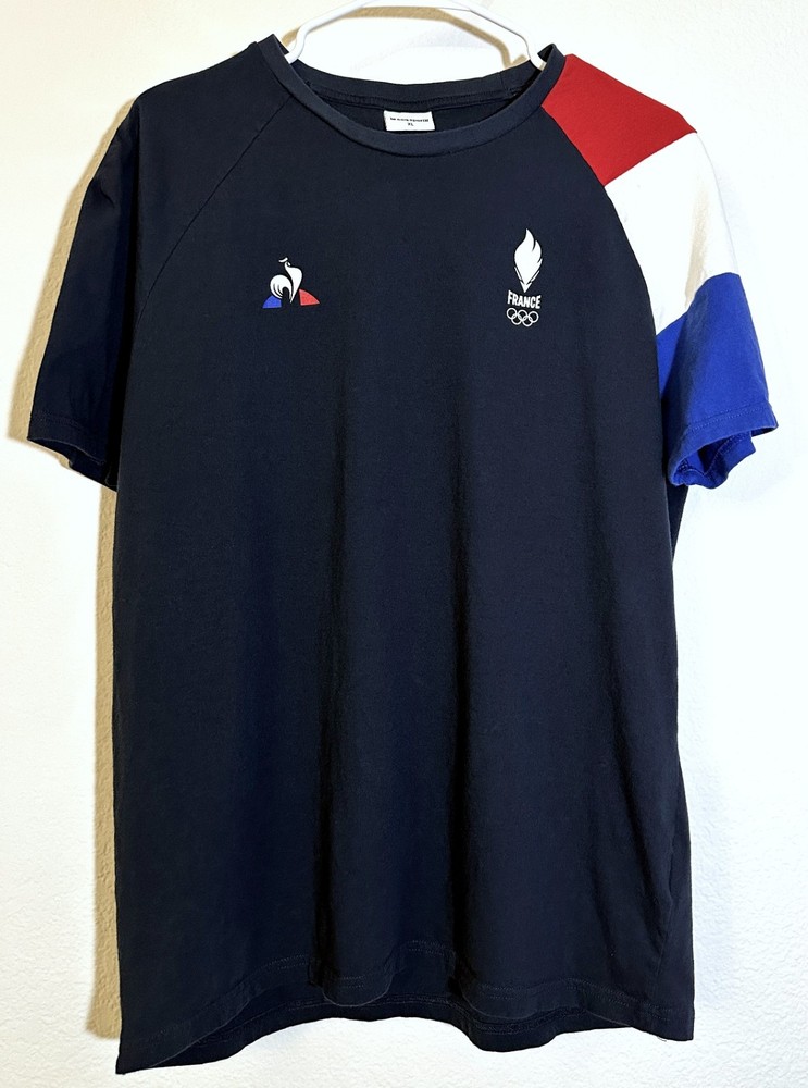 Le Coq Sportif France 2024 Olympic Logo Shirt Men’s Size XL Navy Blue Red White