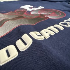 Vintage FILA Ducatti Course Puff Print Made in USA Navy T shirt Size M