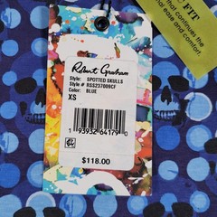 Robert Graham Shirt Mens XS Blue Spotted Skulls Classic Fit Graphic Tee Designer