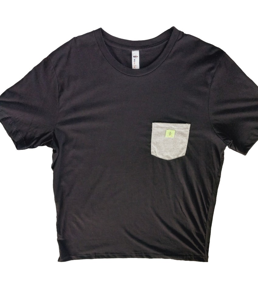 Humants Men’s Large Workwear Jersey Pocket Tee Dark Black Gray heather Cotton