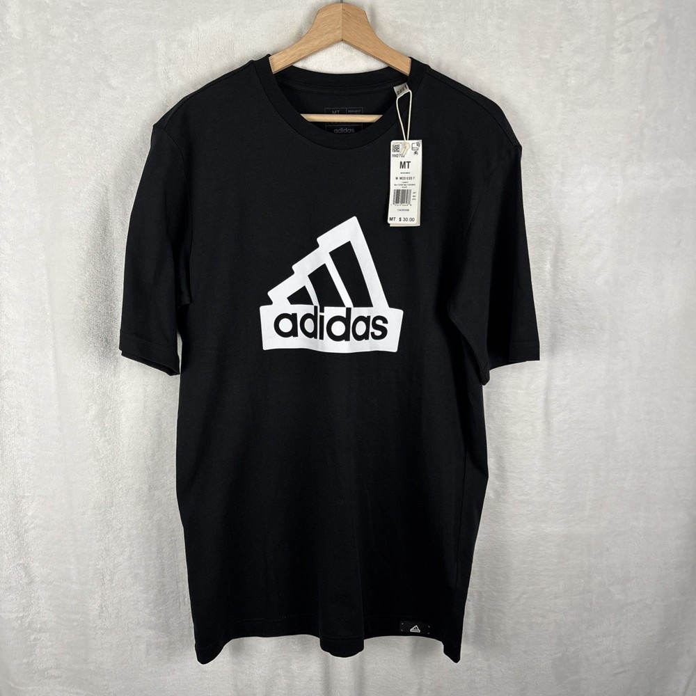 adidas Men’s Black White Modern Essentials Graphic Tee (IW2702) Medium Tall NWT