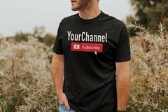 SUBSCRIBE YOUTUBE Your Channel Custom T-Shirt – Your Text Your Text – White Gray