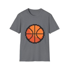 Pixel Art Basketball T-Shirt, Sporty Tee, Multiple Colors, Multiple Colors