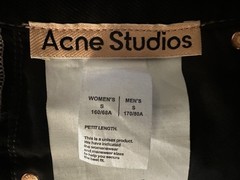 Acne Studios Black Denim Wide Leg Jeans Button Fly High Rise Excellent