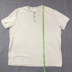 Fresh Clean Tees Shirt Men 2XL Tan Henley Short Sleeve Soft Tagless Button Tee
