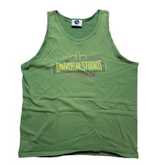 Vintage 90s Universal Studios Hollywood Graphic Tank Top Green Made in USA XL
