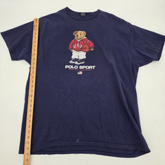 Vintage 90s Polo Sport Ralph Lauren Men’s T-Shirt Size Large Navy Blue Bear USA