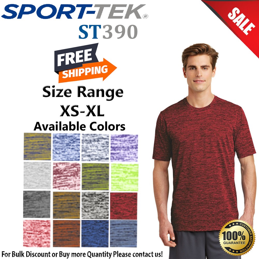 Sport-Tek ST390 Mens Short Sleeve PosiCharge Electric Heather Crew Neck T-Shirt