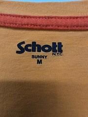 Schott Men’s Orange NYC Logo V-Neck T-Shirt Size M Regular Cotton