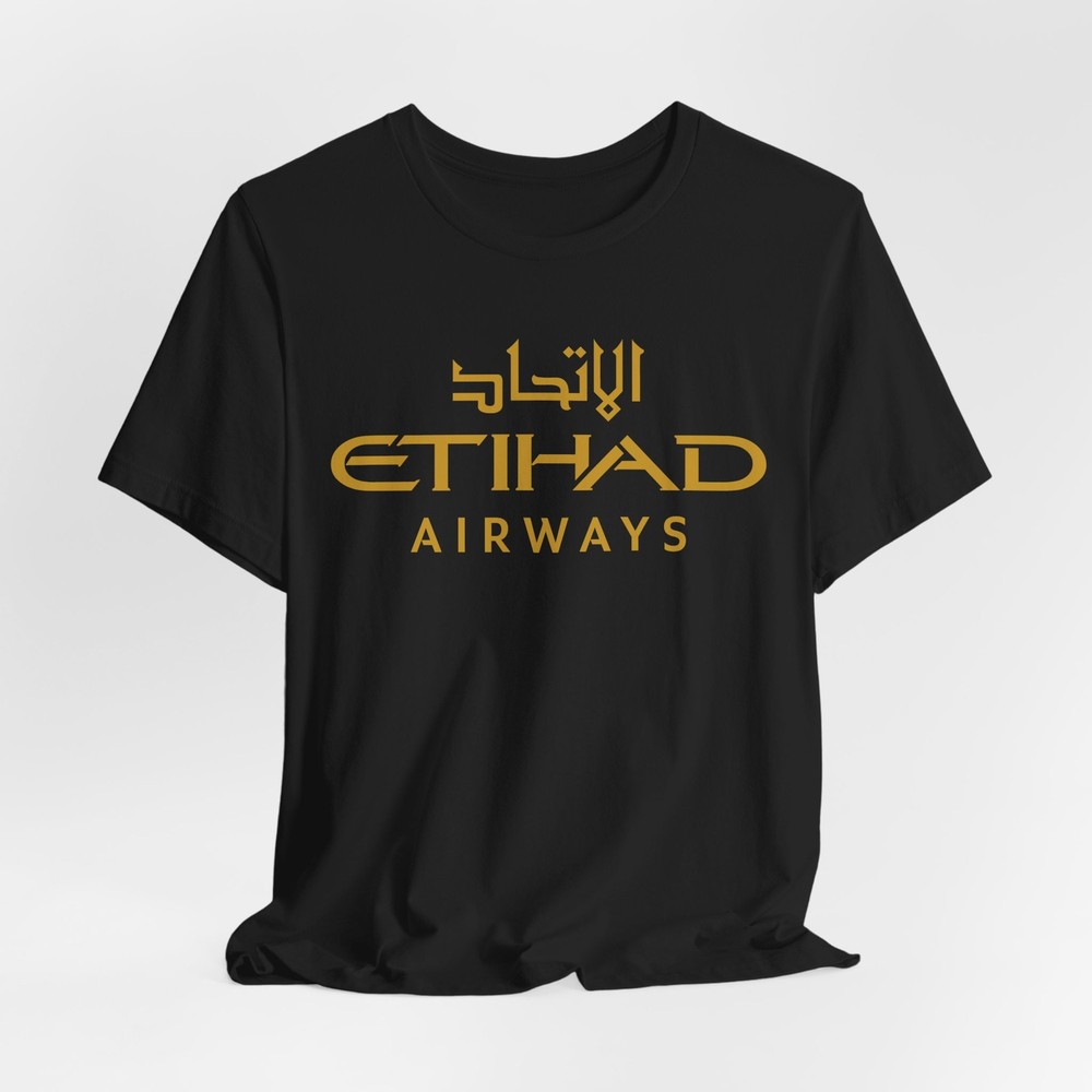 New Etihad Airways Logo United Arab Emirates Airline Black/Navy T-shirt