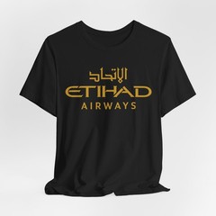 New Etihad Airways Logo United Arab Emirates Airline Black/Navy T-shirt