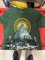 Mear One False Profits Graphic T Shirt Mens Small Green Illuminati Street Art