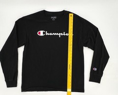 Champion Shirt Men Teens Medium Black Long Sleeve Pull on Logo