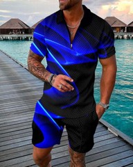 Summer Mens Sweatsuit Short Sleeve T Shirts & Shorts Set 2 Piece Set Outfit 2025