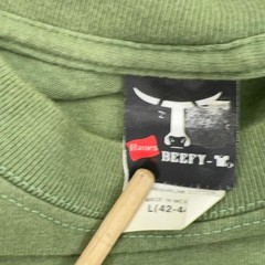 Hanes Beefy-T Alaska Goosed Moose Saloon Graphic T-Shirt Mens Large Olive Green