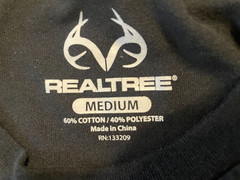 Realtree Men’s Short Sleeve Cotton Tee Shirt Black w/ Logo Size M
