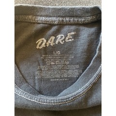 DARE International Graphic T-Shirt Mens Large Black Grey Dip Dye Bleach Wash L