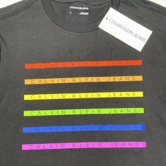 Calvin Klein Jeans Men’s Rainbow Logo Graphic T-Shirt M Regular Crew Neck