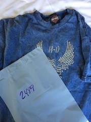 Harley-Davidson Shirt Mens Medium Blue Mineral Wash Rhinestone Wings Made USA
