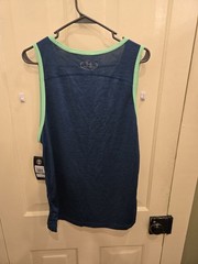 Sz L Under Armour Tech Tank HeatGear Dark Teal/Green Sleeveless Workout Shirt