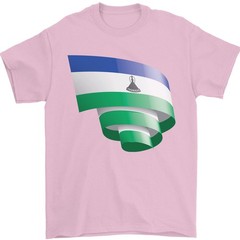 Curled Lesotho Flag Basotho Day Football Mens T-Shirt 100% Cotton