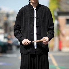 Retro Chinese Style Mens Corduroy Loose Casual Shirts Long Sleeve Coats Blouse