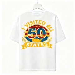 Unisex 2-Sided I Visited All 50 States Vintage Map Tee Graphic Road Trip T-Shirt
