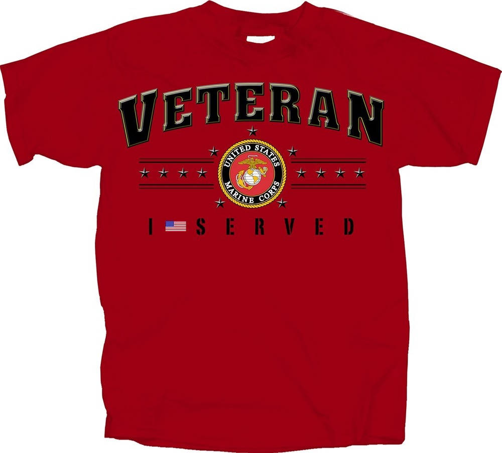 NEW MILITARY U.S. MARINES VETERANS I SERVED MEN’S RED TEE SHIRT