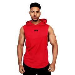 Men Sleeveless Hooded Tank Top Cotton Breathable Gym Fitness Bodybuilding
